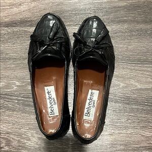 Mens  Black Loafers crocodile skin